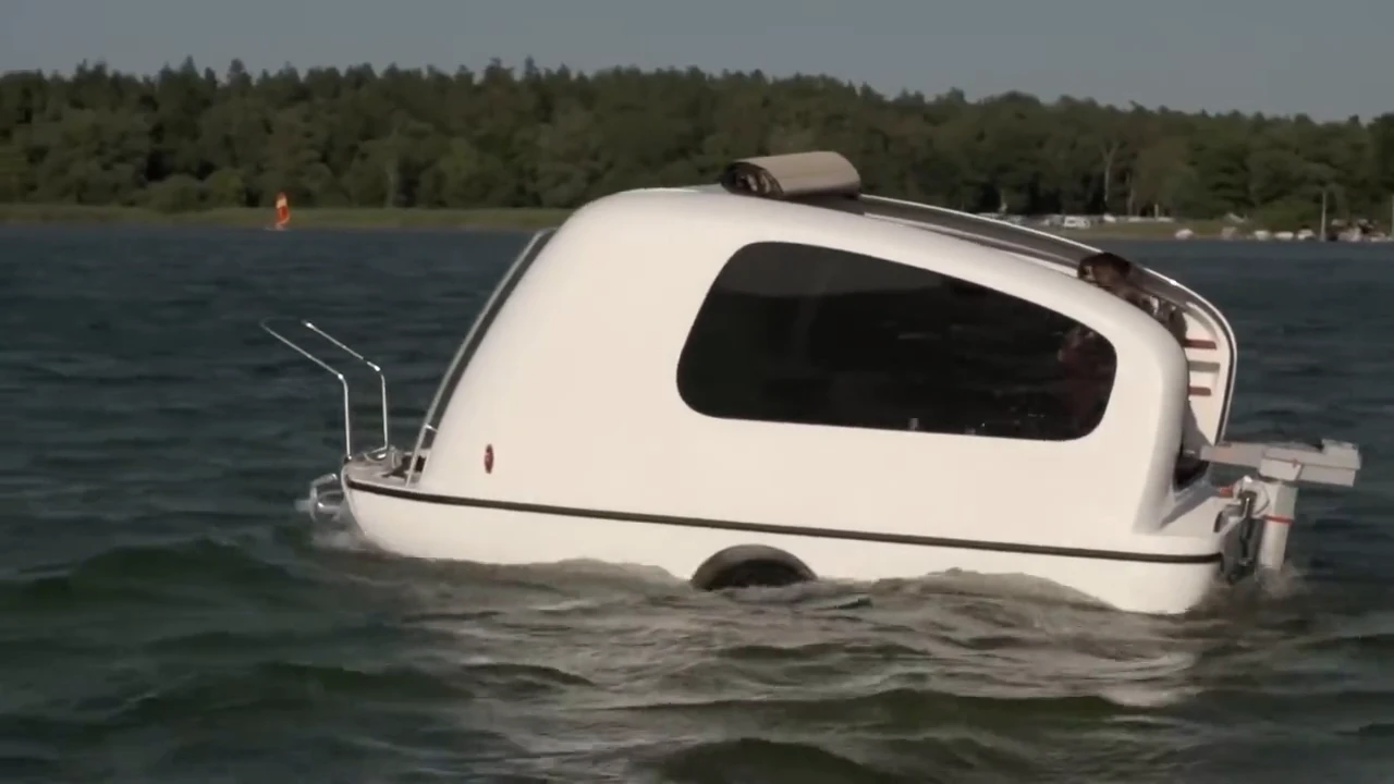 Sealander produces floating trailers-motor homes for fishing and water recreation