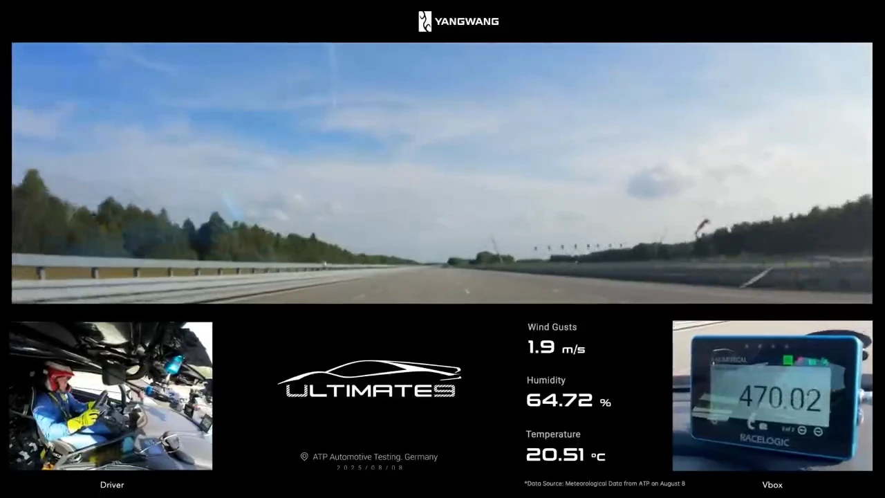 BYD Yangwang U9 set a new speed record for electric vehicles, reaching 472 km/h