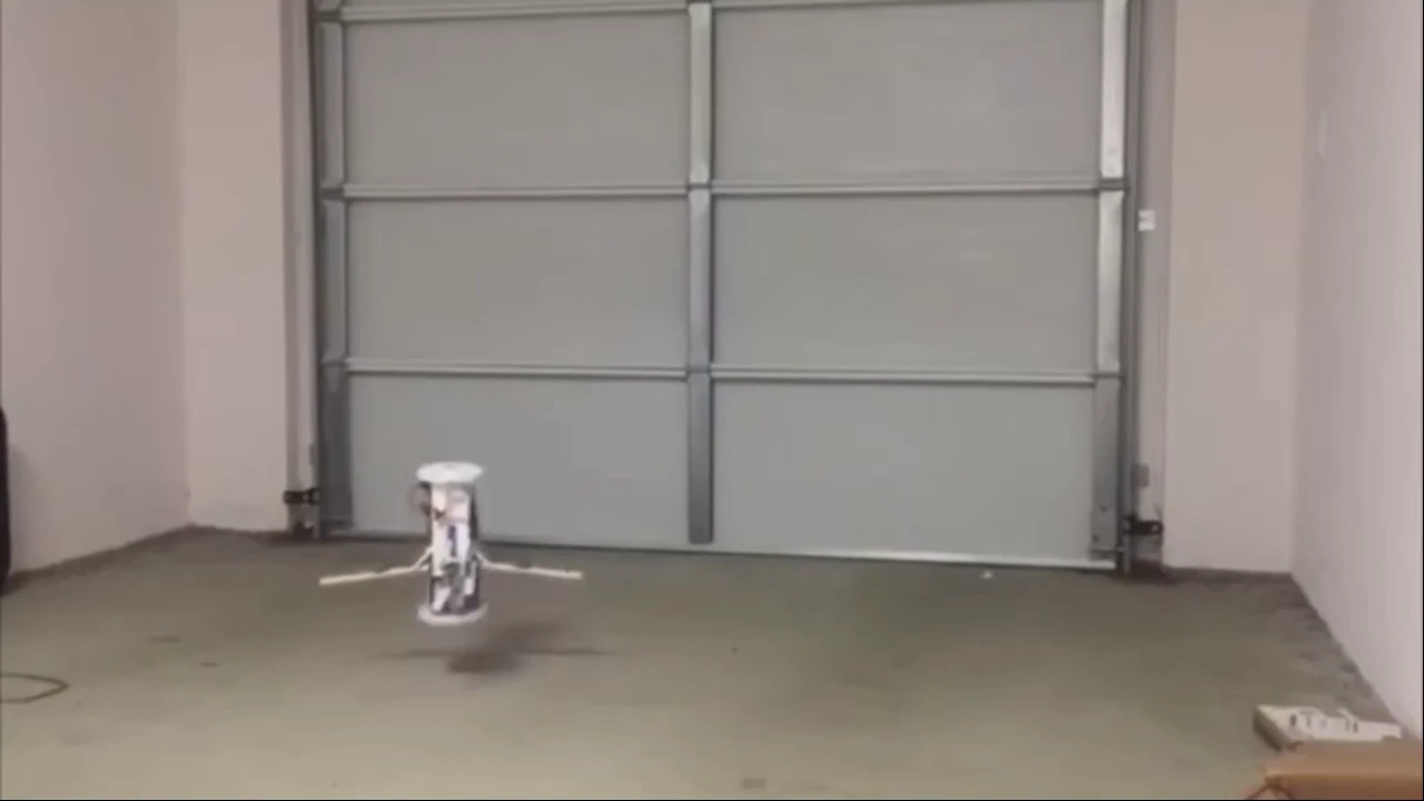 Hybrid ground-air robot that can both roll and fly!