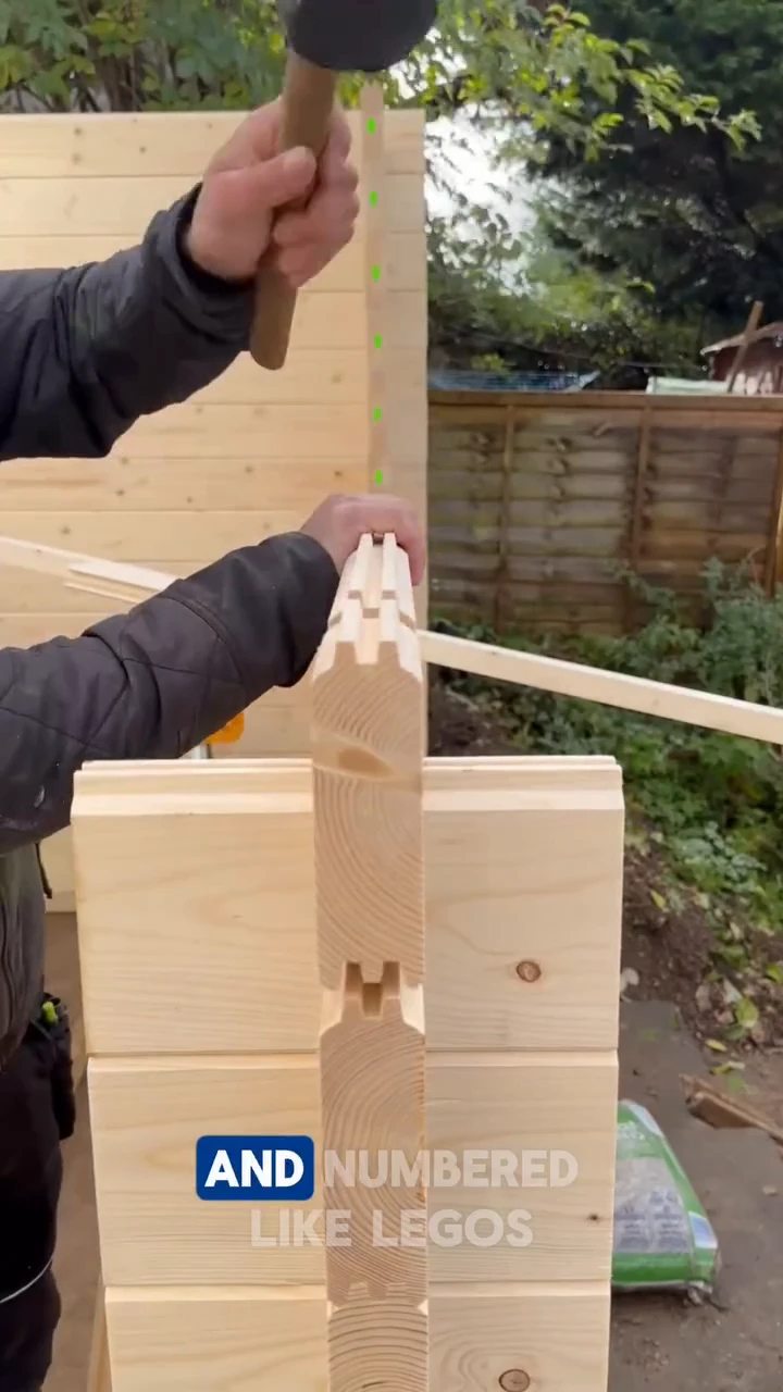 Wooden House Assembled Like Lego Blocks