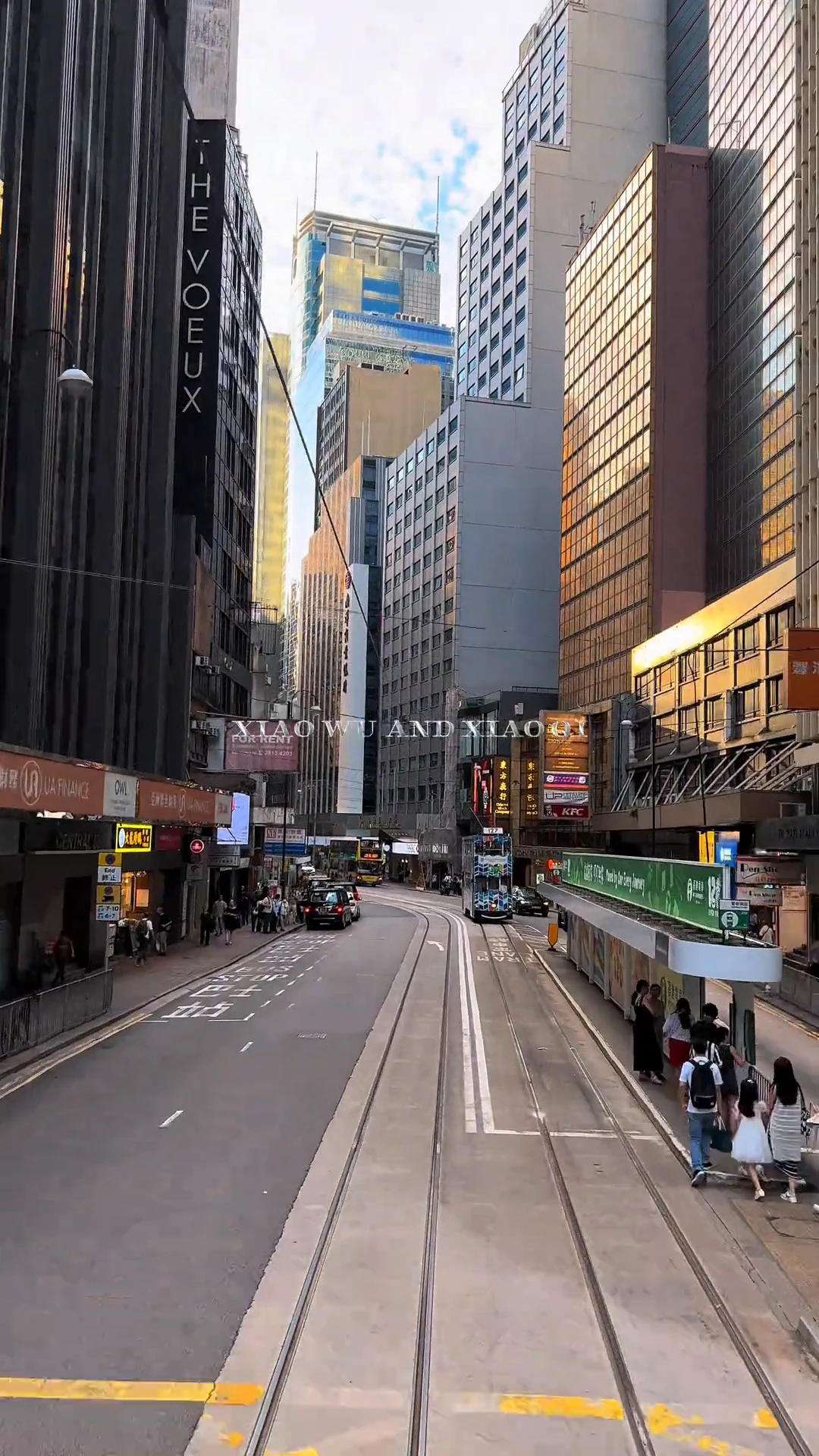 A shot of Hong Kong taken from a tram