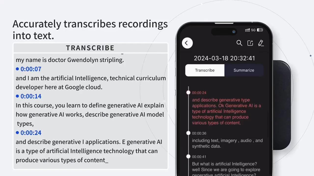 Smart AI-based recorder capable of translating speech into text