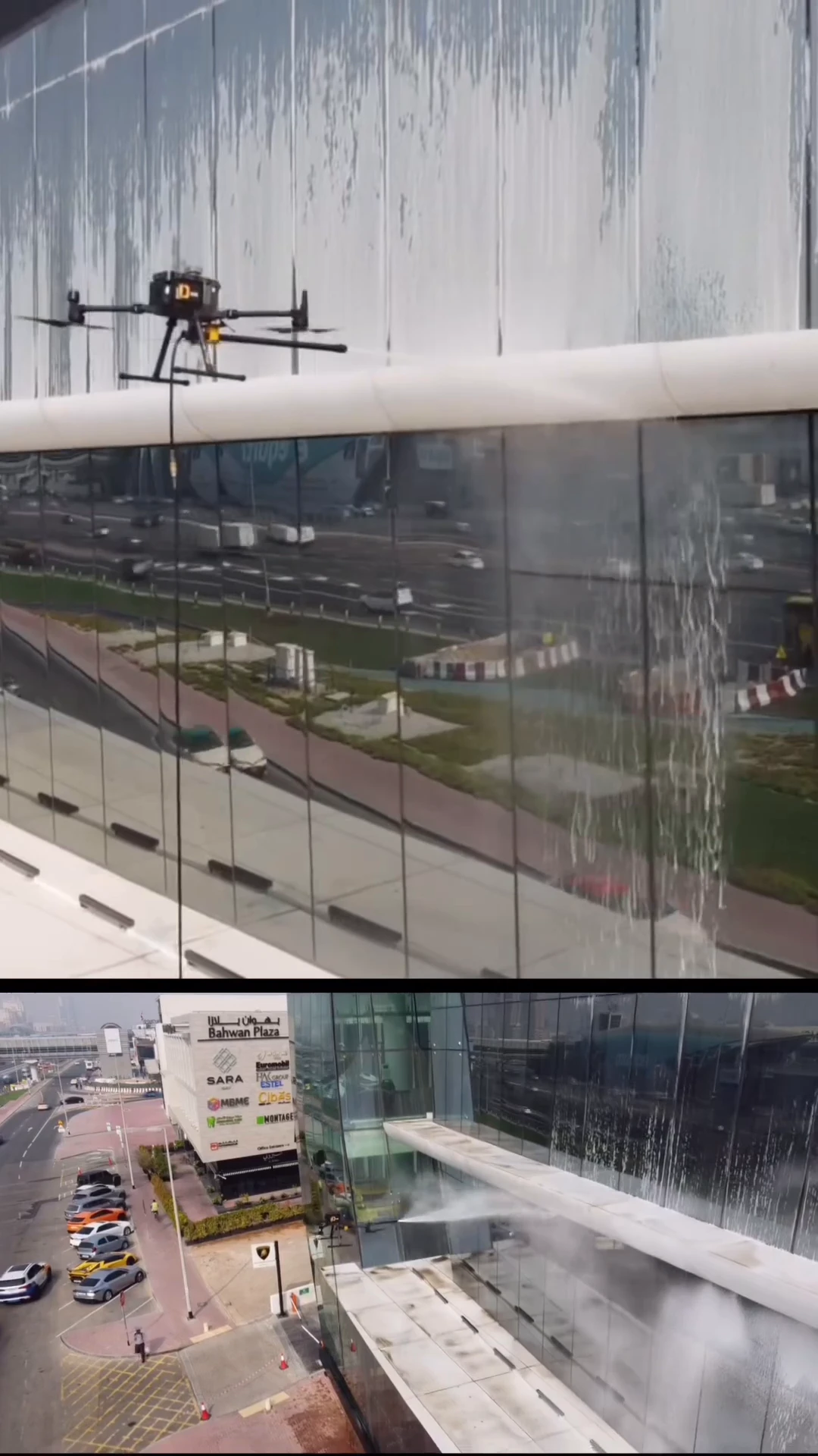 Lamborghini's facade cleaning using drone technology in Abu Dhabi