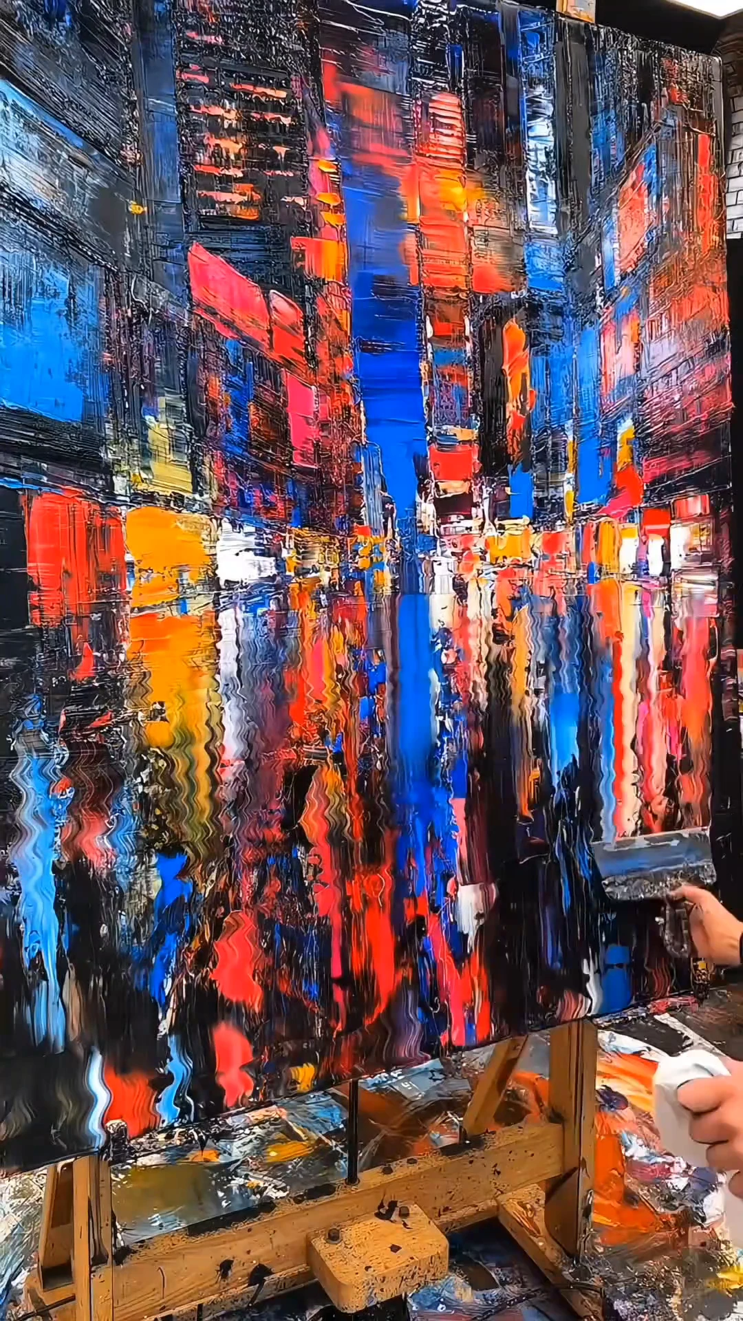 Paul Kenton, a renowned oil painting artist, created a breathtaking night scene of the city