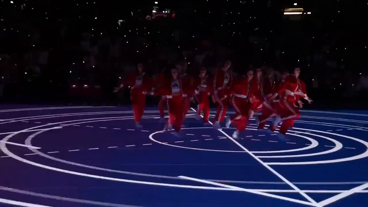 In Munich, a basketball court with a giant screen instead of a floor