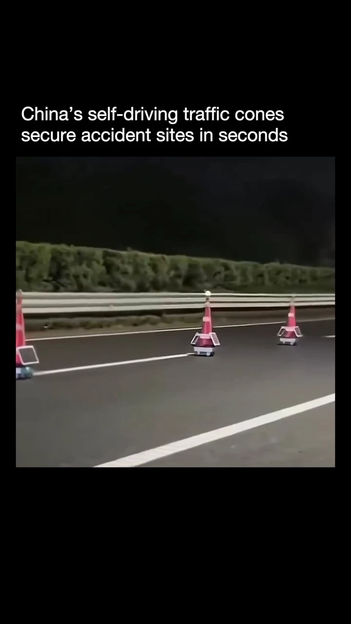 China is testing self-driving traffic cones that roll into position on their own