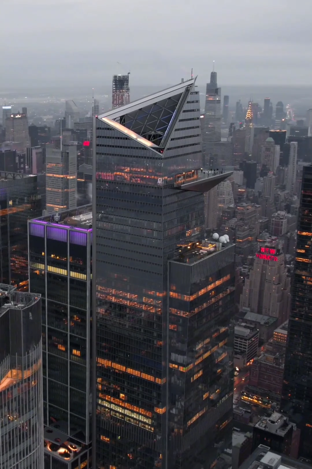 Your daily dose of urbanism. A rainy Manhattan captured from a drone