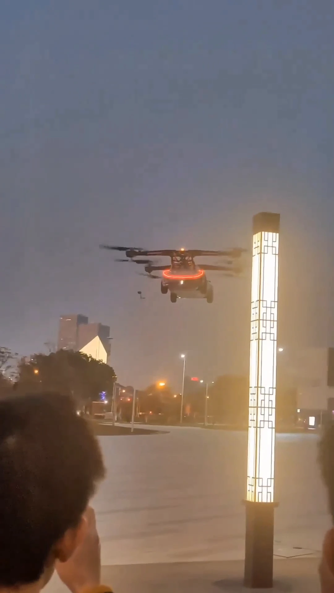 A flying car on the streets of Guangzhou