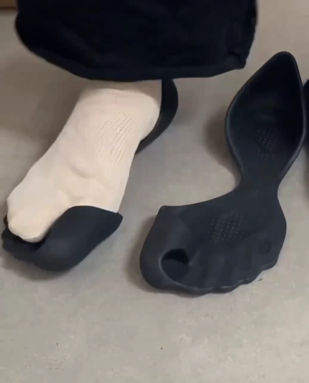 Balenciaga introduced The Zero shoe, which is a sole that attaches to the big toe
